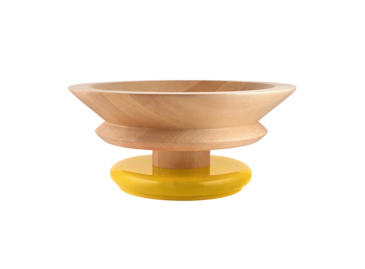 Alessi-Twergi-houten-schaal-geel
