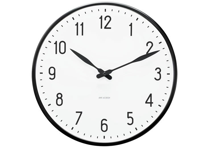 Arne-Jacobsen-Station-wall-clock-D29cm-wit-zwart