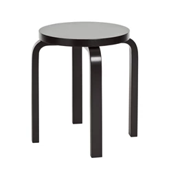 Artek-Stool-E60-kruk-4-poten-H44cm-legs-black-lacquered-seat-black-lacquered