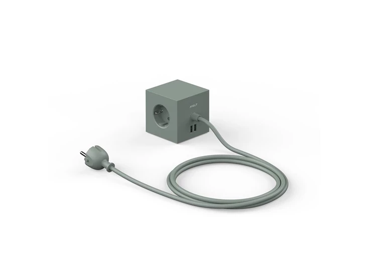 Avolt-stekkerdoos-2-USB-poort-magneet-oak-green