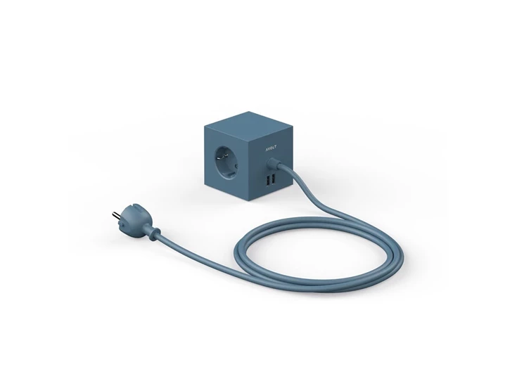 Avolt-stekkerdoos-2-USB-poort-magneet-ocean-blue