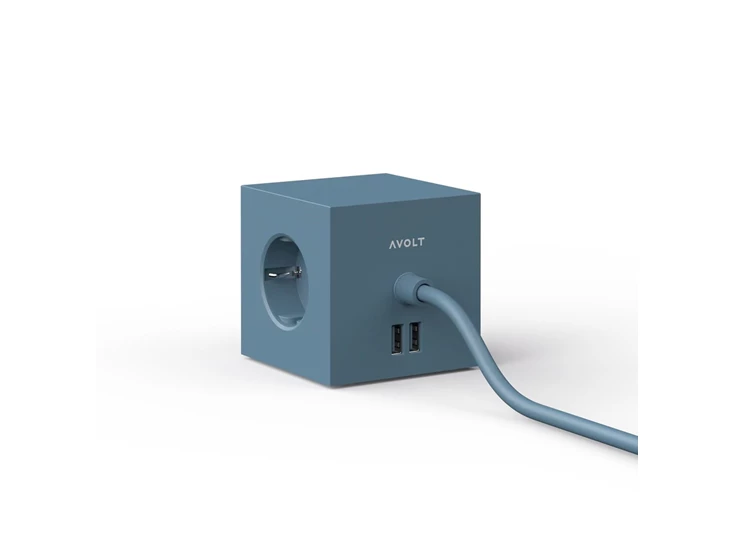Avolt-stekkerdoos-2-USB-poort-magneet-ocean-blue