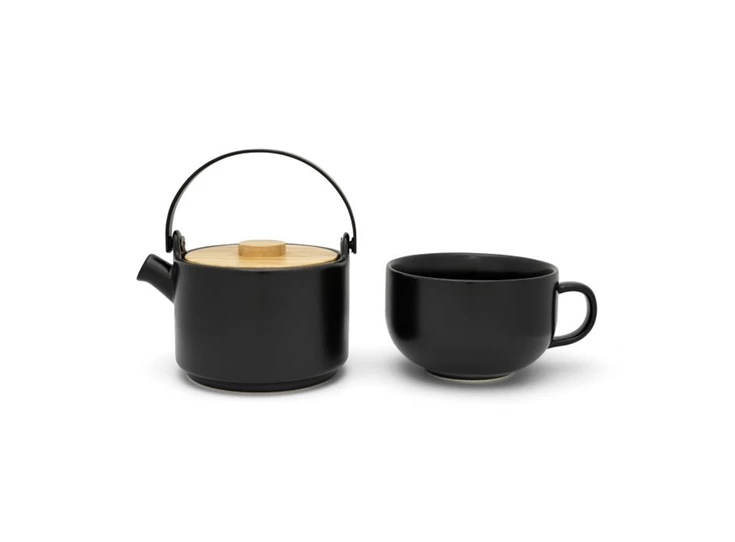 Bredemeijer-Silhouet-tea-for-one-05L-zwart-met-deksel-bamboe