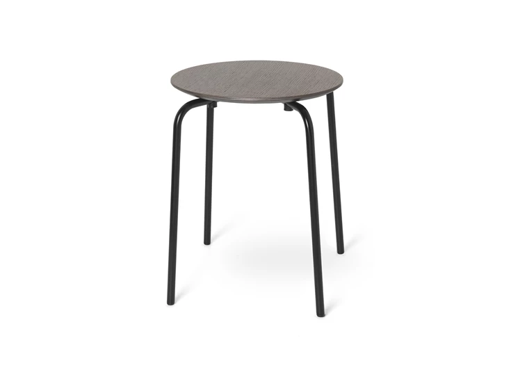 Ferm-Living-Herman-stool-H45cm-D355x305cm-frame-zwart-zitting-dark-stained-oak