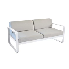 Fermob-Bellevie-sofa-2-zit-160x75x71cm-blanc-coton-wit-stof-gris-flanelle