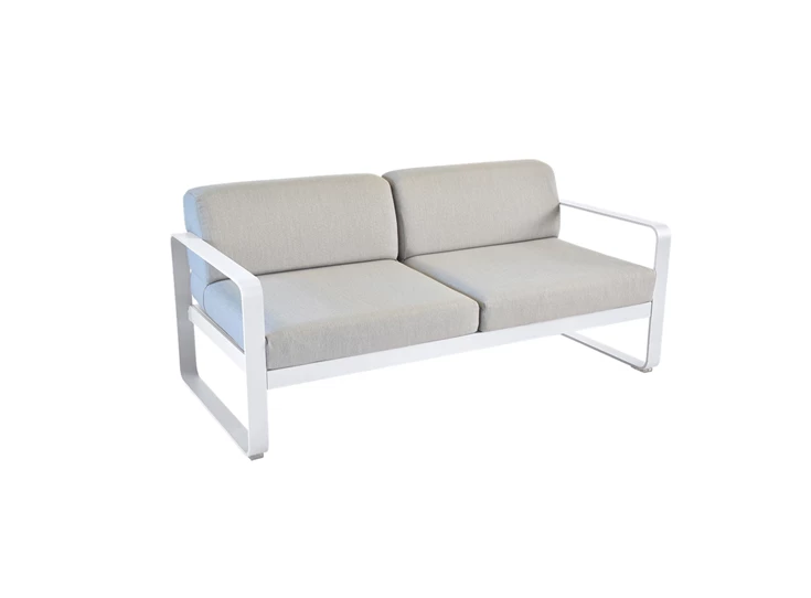 Fermob-Bellevie-sofa-2-zit-160x75x71cm-blanc-coton-wit-stof-gris-flanelle