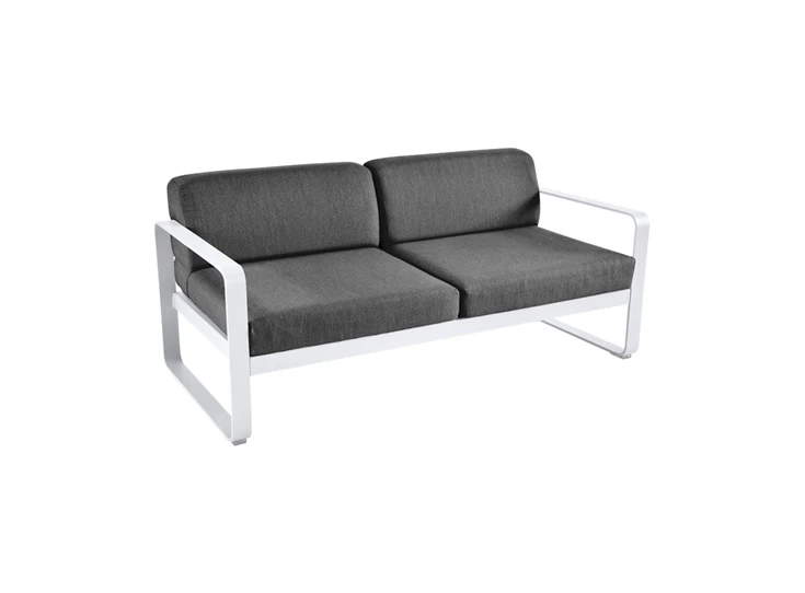 Fermob-Bellevie-sofa-2-zit-160x75x71cm-blanc-coton-wit-stof-gris-graphite