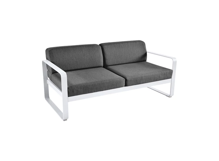 Fermob-Bellevie-sofa-2-zit-160x75x71cm-blanc-coton-wit-stof-gris-graphite