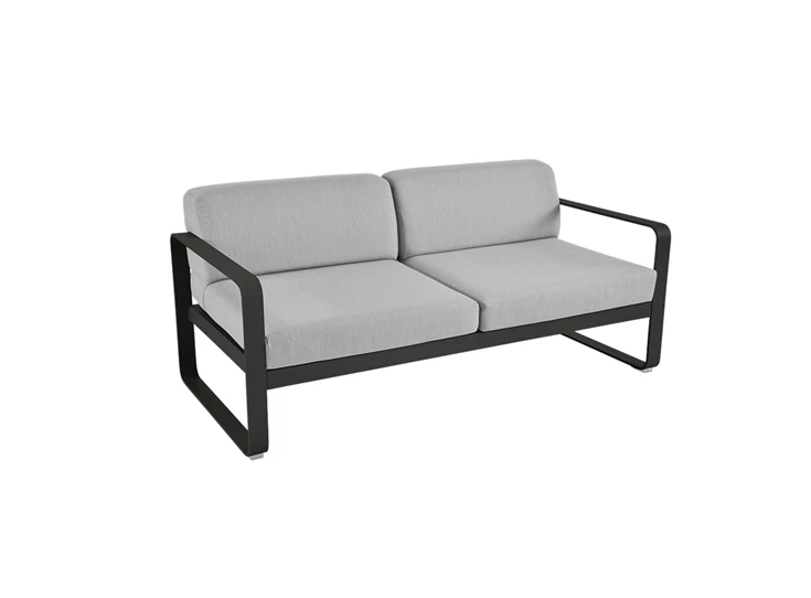 Fermob-Bellevie-sofa-2-zit-160x75x71cm-reglisse-zwart-stof-gris-flanelle
