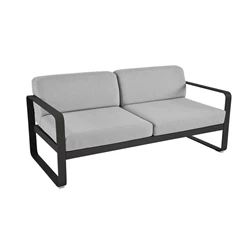 Fermob-Bellevie-sofa-2-zit-160x75x71cm-reglisse-zwart-stof-gris-flanelle