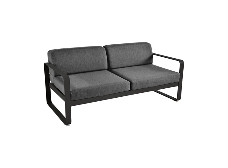 Fermob-Bellevie-sofa-2-zit-160x75x71cm-reglisse-zwart-stof-gris-graphite