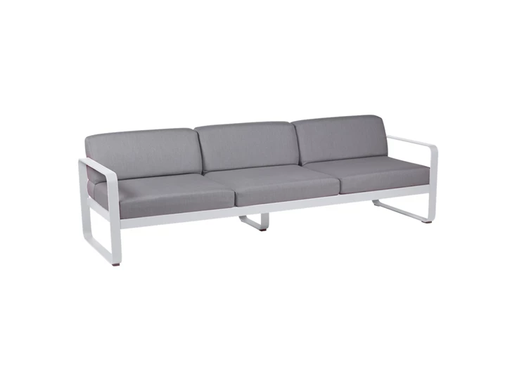 Fermob-Bellevie-sofa-35-zit-235x75x71cm-blanc-coton-wit-stof-gris-flanelle