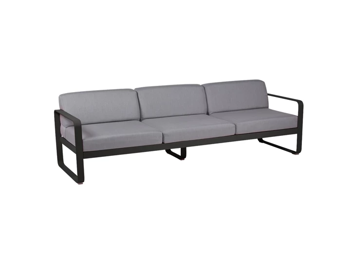 Fermob-Bellevie-sofa-35-zit-235x75x71cm-reglisse-zwart-stof-gris-flanelle