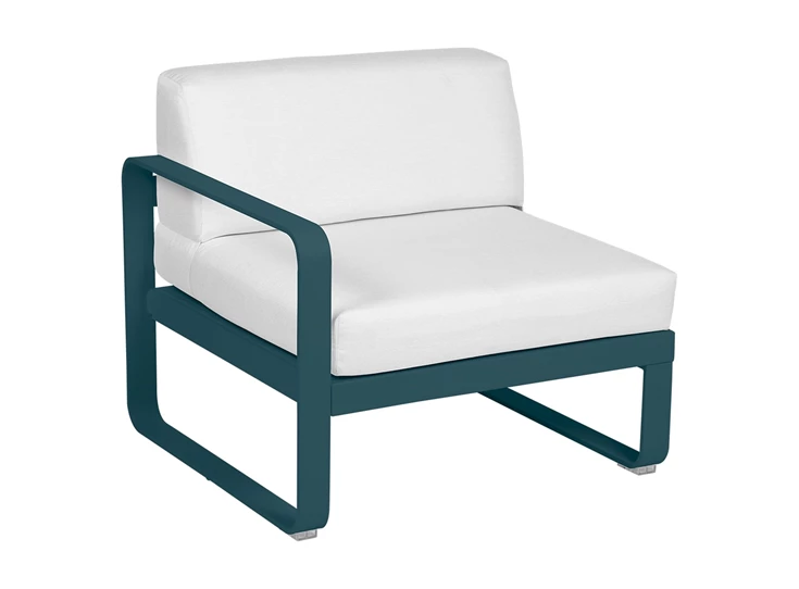 Fermob-Bellevie-sofa-module-links-1-zit-frame-bleu-acapulco-stof-blanc-grise