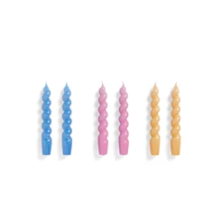Hay-Candle-kaarsen-spiral-L19cm-set-van-6-sky-blue-dark-pink-dark-peach