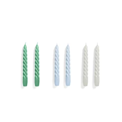 Hay-Candle-kaarsen-twist-L20cm-set-van-6-groen-light-blue-lig