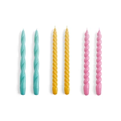 Hay-Candle-Long-Mix-kaarsen-29cm-set-van-6-green-aqua-warm-yellow-dark-pink