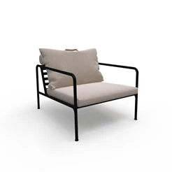 Houe-Avon-sofa-eenzit-frame-powder-coated-black-steel-kussen-sunbrella-ash-heritage