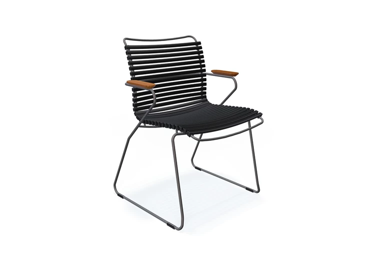 Houe-Click-stoel-met-armleuning-in-bamboo-zitting-zwart