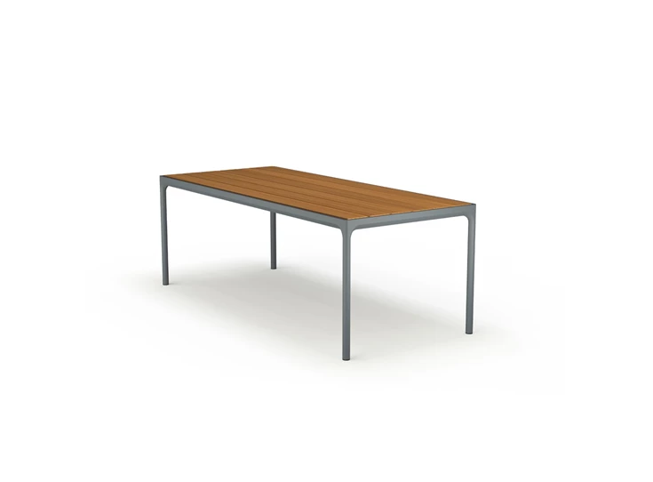 Houe-Four-tafel-210x90cm-frame-grey-aluminium-top-bamboo