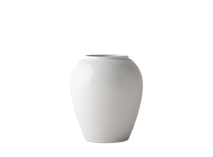 Lyngby-Porcelain-Rhombe-vaas-25cm-wit