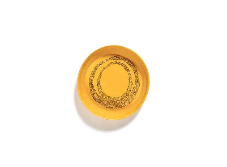 Serax-Yotam-Ottolenghi-Feast-serveerschaal-S-30x2956cm-sunny-yellow-swirl-dots-zwart