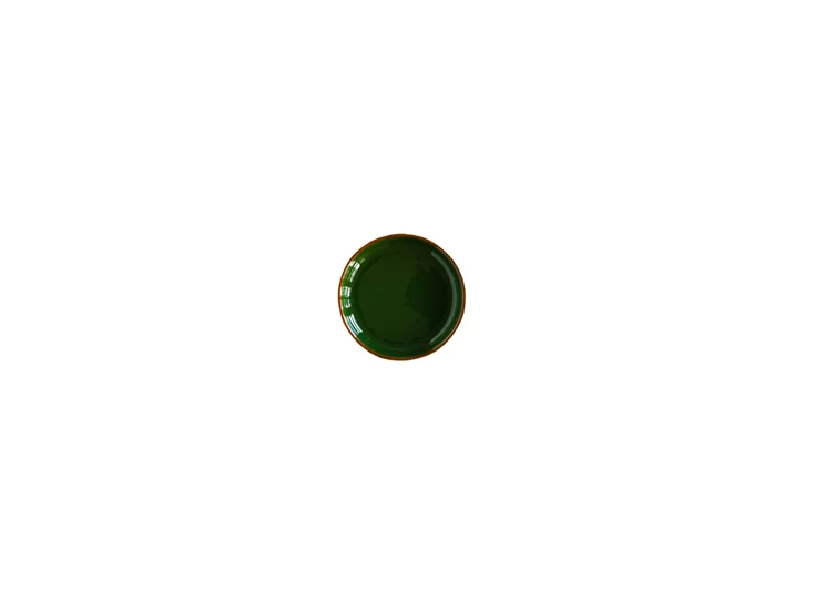Val-Pottery-Marvelous-bord-D12cm-H2cm-Estela-dark-green-dark-orange-line