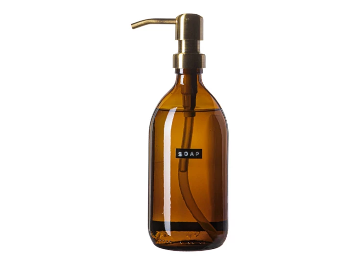 Wellmark-handzeep-500ml-amber-glas-brass-soap