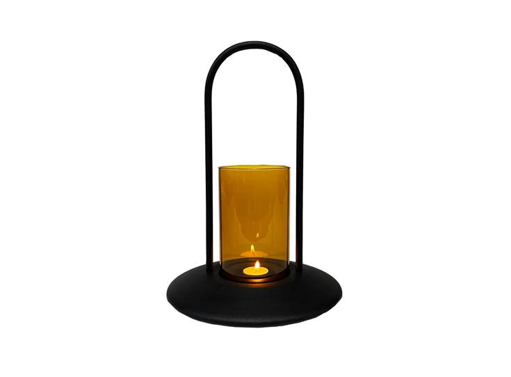 XLBoom-Blaze-medium-draagbare-theelichthouder-zwart-amber